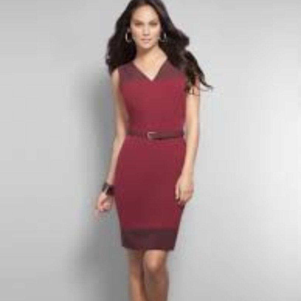 New York & Company Color block Sleeveless Sheath Midi Dress
